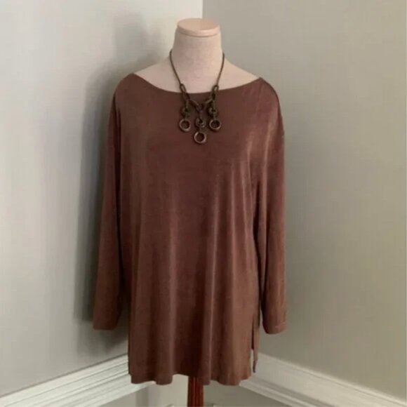 Soft Surroundings Long Sleeve Brown Pull Over Top Size XL - Picture 6 of 7